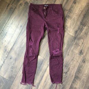 Dark burgundy ankle legging mid rise Express jeans